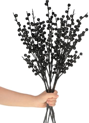 WILLBOND Artificial Black Berry Stems for Christmas Tree