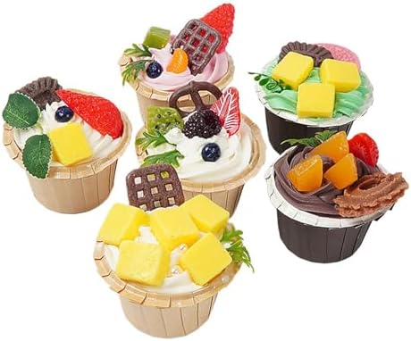 6 Pcs Artificial Cupcake Set for Decor and Photography
