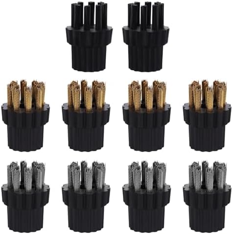 Steam Cleaner Brush Heads Set - 4 M8 Brass 4 Stainless Steel 2 Nylon