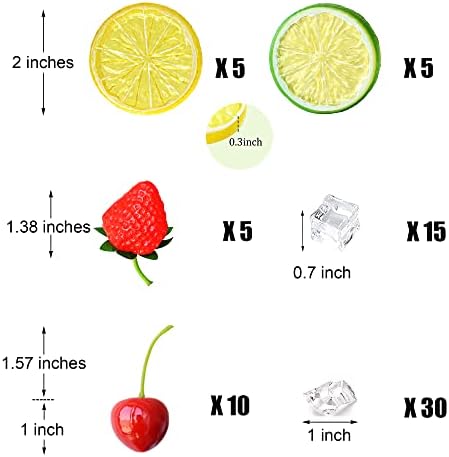 70 Pcs Artificial Fruit and Ice Cube Decor Set