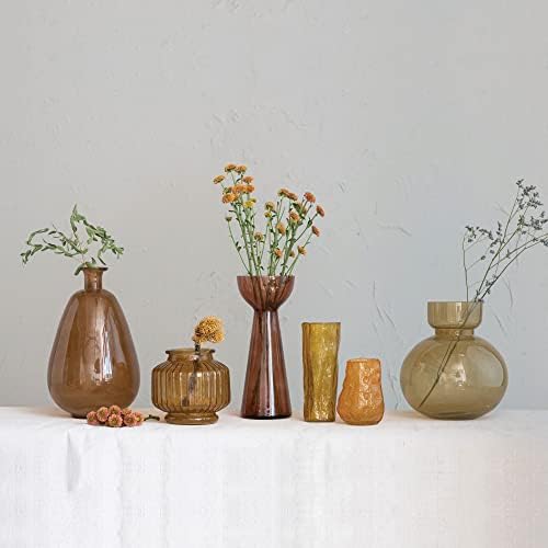 Creative Co-Op Organic Shaped Glass Candle Holder Orange Vase