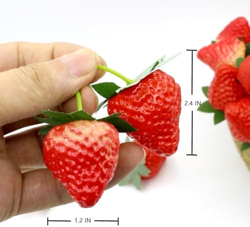 50Pcs Artificial Strawberries for Home Kitchen Party Decor