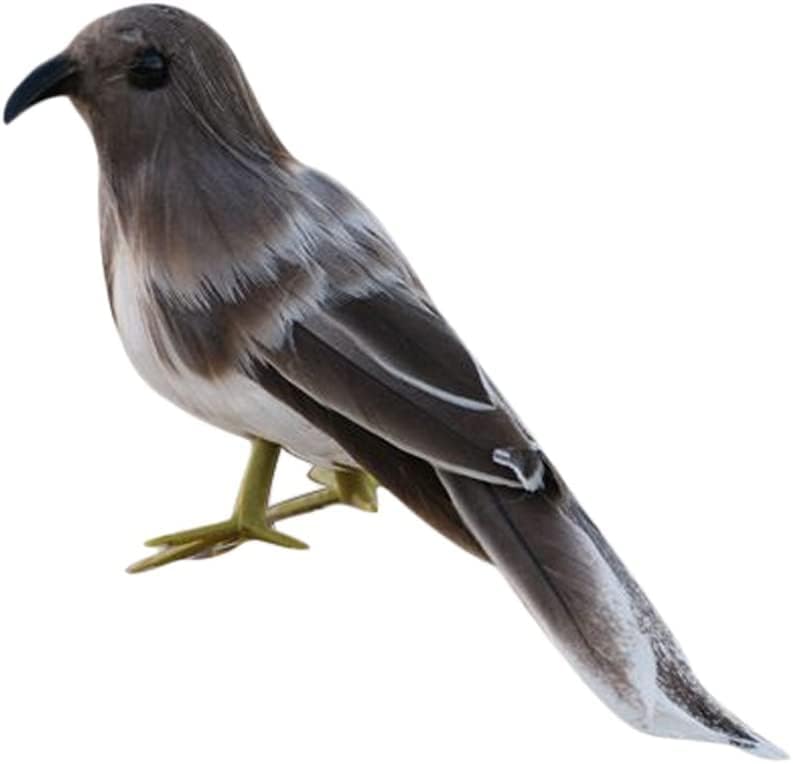 Realistic Artificial Feather Bird Ornament - Grey