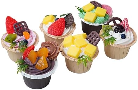 RXMORI 6 Pcs Realistic Artificial Cupcakes Display Props