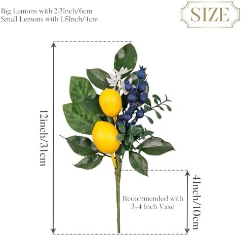 Valery Madelyn 4 Pack Artificial Lemon Branches Decorations 12 Inch