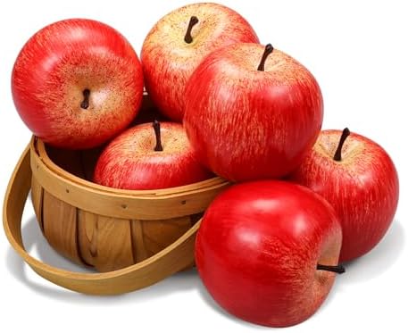 Lorigun Artificial Red Apples 6 Pcs Decorative Fruits