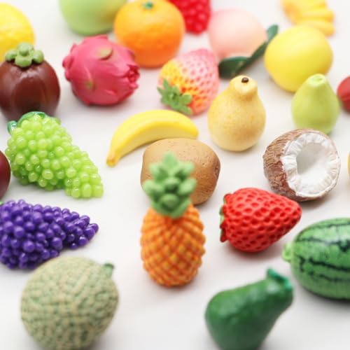 Mini Resin Fruit Decor Set 30PCS Pineapple Lemon Strawberry Peach