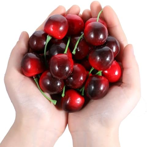 50Pcs Artificial Cherries Lifelike Decor Photography Prop