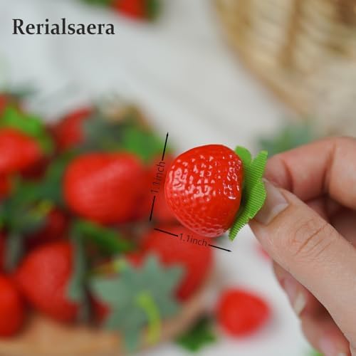 40Pcs Artificial Red Strawberries for Decor and Photography