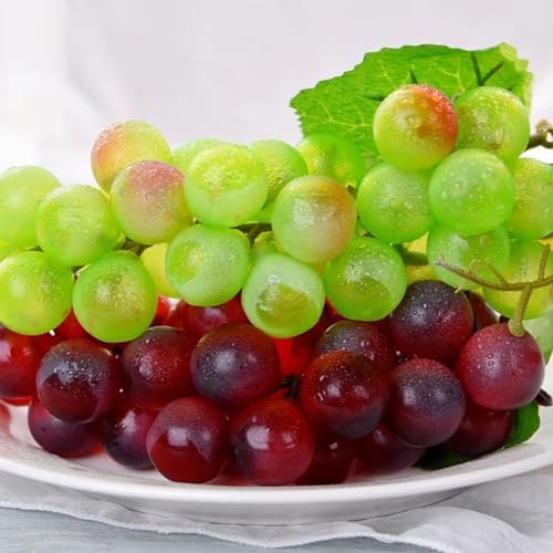 Woohome 8 Bunches Artificial Green Grapes with Vines
