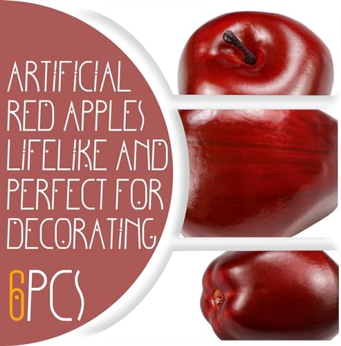 Lorigun Artificial Red Apples 6 Pcs Home Decor