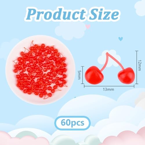 OLYCRAFT 60Pcs Lifelike Plastic Cherries Decorations