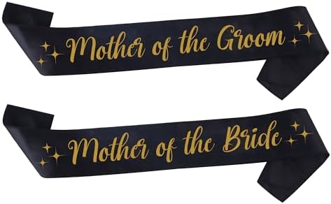 Mother of the Bride and Groom Sash Set - Black Gold Wedding Accessories