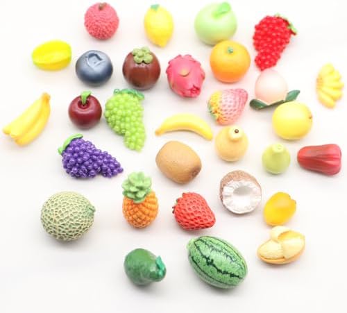 Mini Resin Fruit Decor Set 30PCS Pineapple Lemon Strawberry Peach