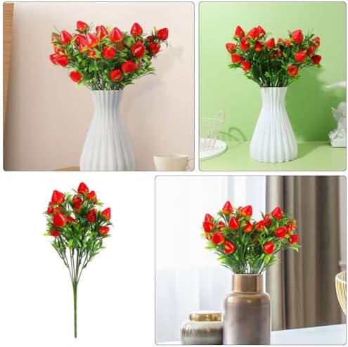 HANABASS Artificial Strawberry Bouquet 6 Picks