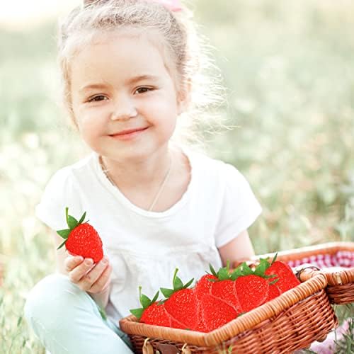 FOIMAS Artificial Strawberries 24pcs Lifelike Home Decor Prop