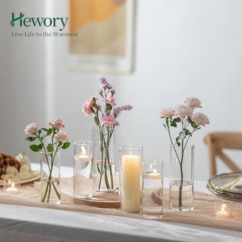 Hewory Clear Glass Cylinder Vases 32PCS for Centerpieces