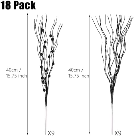 LOAVER 18 Pack Halloween Artificial Glitter Berry Stems