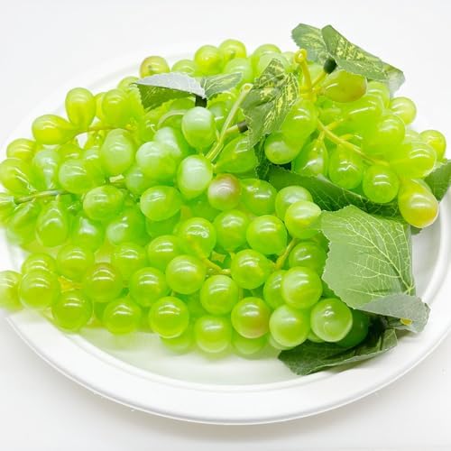 Woohome 8 Bunches Artificial Green Grapes with Vines