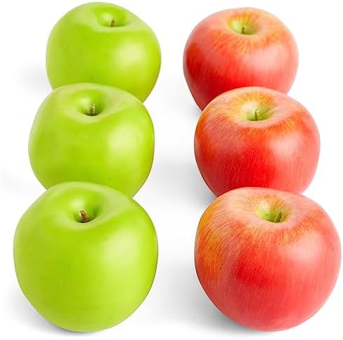 Juvale Artificial Apples Red Green 6 Pack for Decor
