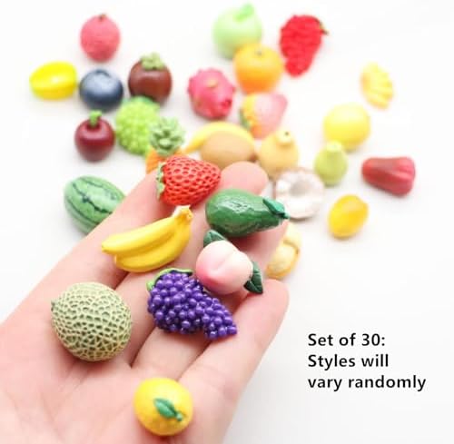 Mini Resin Fruit Decor Set 30PCS Pineapple Lemon Strawberry Peach