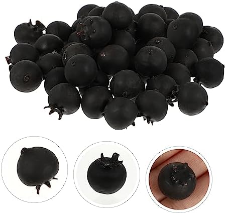 Amosfun 50Pcs Realistic Artificial Blueberry Models