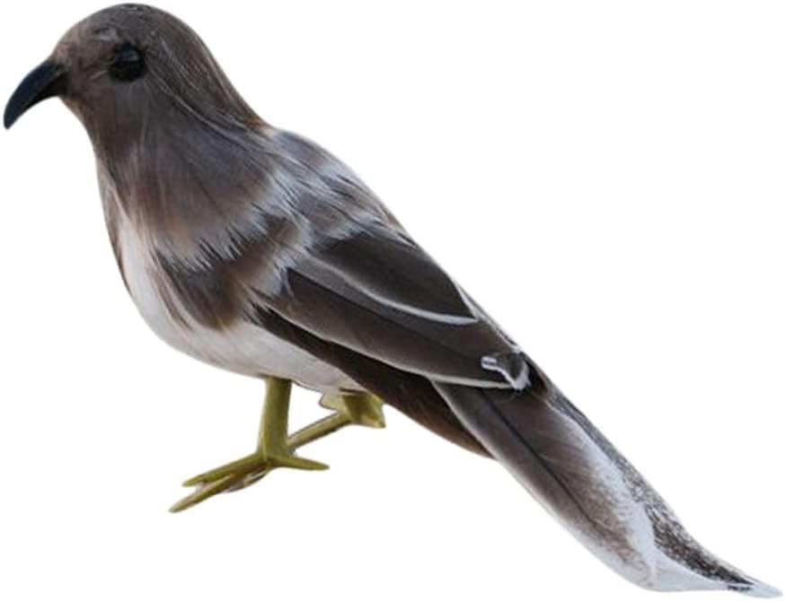 Realistic Artificial Feather Bird Ornament - Grey