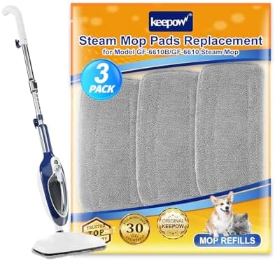 KEEPOW Steam Mop Pads for GF-6610B 3 Pack Reusable Microfiber