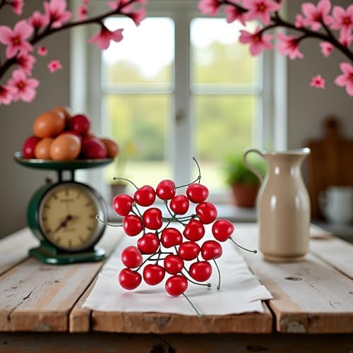 20Pcs Red Artificial Cherries Decor 1