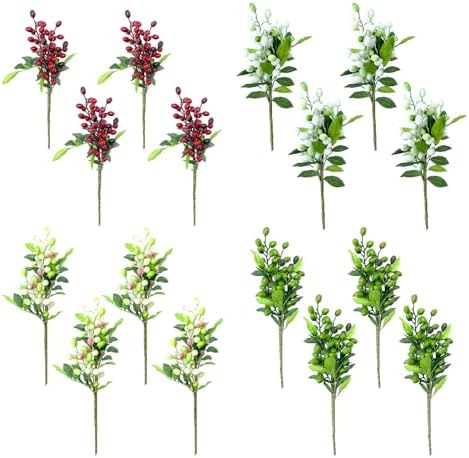 BEIJIALY 4 Pack Artificial Berry for Christmas Decor