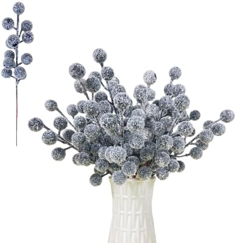 24pcs Christmas Artificial Berry Stems Snow Sprays