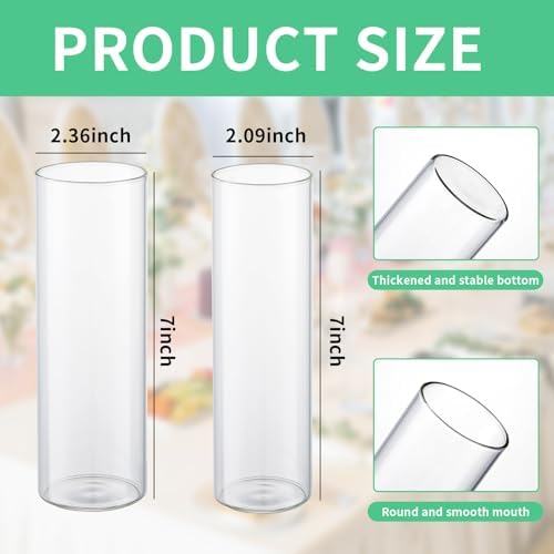 30pcs Clear Glass Cylinder Vases for Centerpieces Wedding Decorations