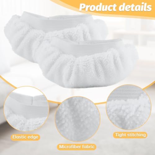 Loyanger Steam Mop Replacement Pads 4pcs White Microfiber Covers
