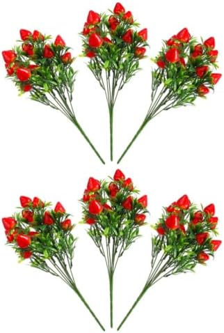 HANABASS Artificial Strawberry Bouquet 6 Picks