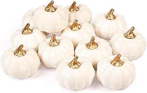 Whaline Artificial White Pumpkins 12Pcs Bulk Fall Decor
