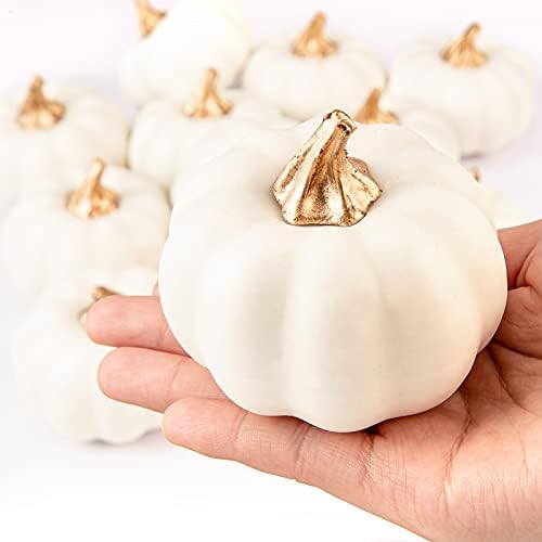 Whaline Artificial White Pumpkins 12Pcs Bulk Fall Decor