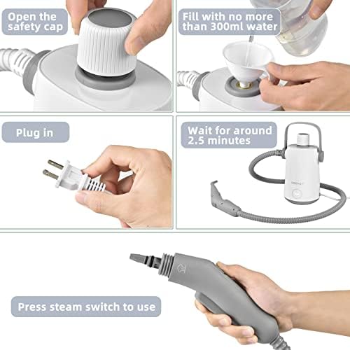 COSTWAY Handheld Steam Cleaner with 10 Piece Accessories Grey