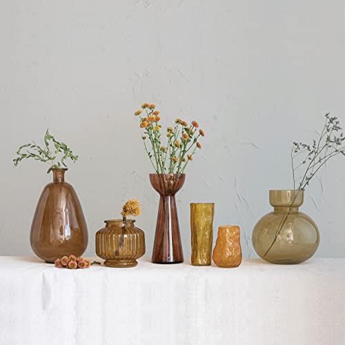 Creative Co Op Organically Shaped Glass Vase Orange