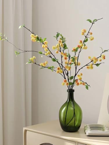 Wnvivi 2pcs 41 Inch Artificial Apple Stems Yellow