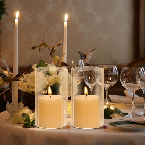 Steviieden Clear Ribbed Glass Cylinder Vases Set of 6