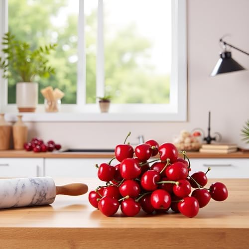20Pcs Realistic Red Artificial Cherries Decor