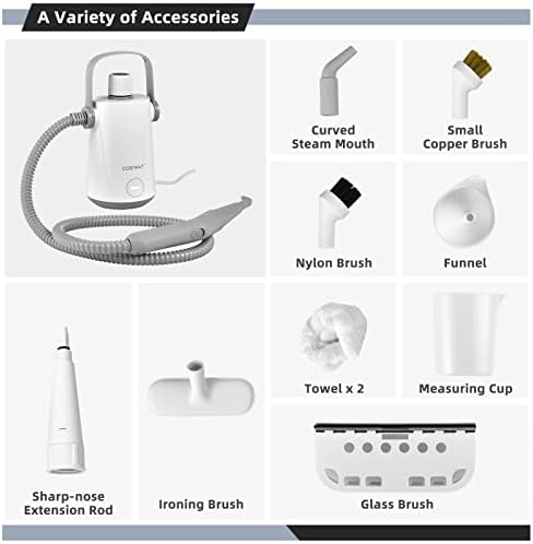 COSTWAY Handheld Steam Cleaner with 10 Piece Accessories Grey