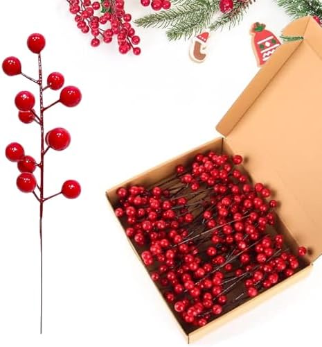 Auelstau 35 Pack Artificial Red Berry Decorations
