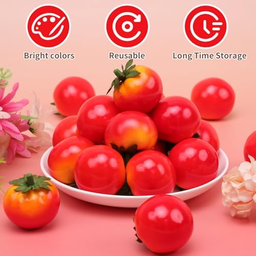 Gresorth 40pcs Mini Artificial Tomato Decorations - 35cm