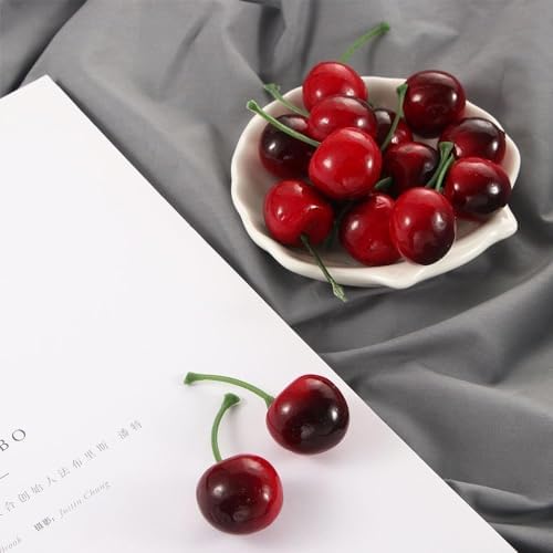 20Pcs Artificial Cherries Black and Red