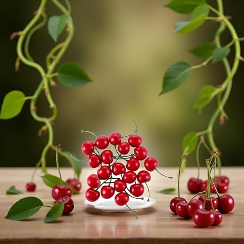 20 Pcs Realistic Red Artificial Cherries Decor