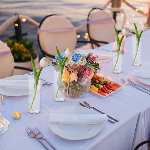 30pcs Clear Glass Cylinder Vases for Centerpieces Wedding Decorations
