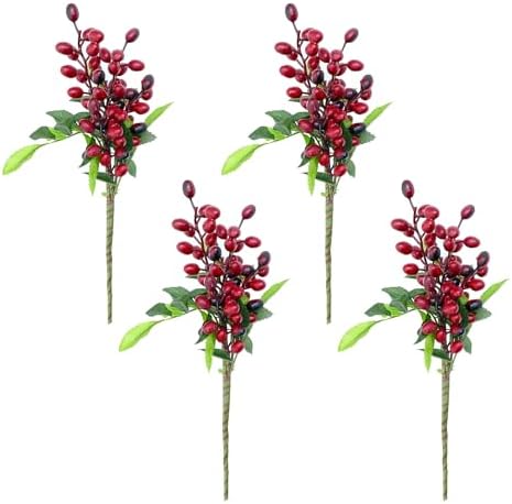 BEIJIALY 4 Pack Artificial Berry for Christmas Decor