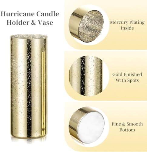 Hewory Glittery Gold Cylinder Vase Set of 6