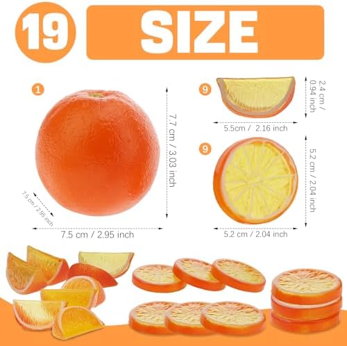 Woration 19 Pcs Artificial Orange Slices Decor Set
